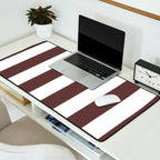 Dark Brown Granite and White Wide Vertical Cabana Tent Stripe Desk Mat Gallery Image 2