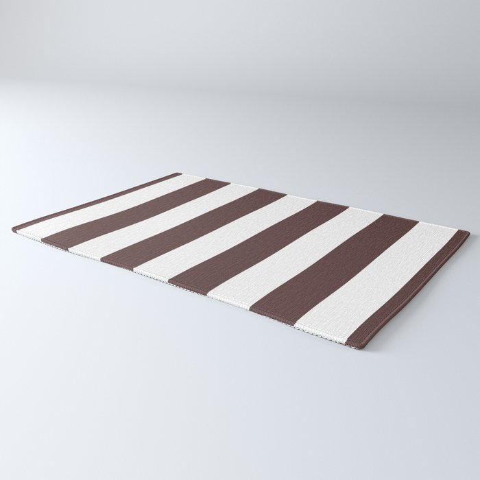 Dark Brown Granite and White Wide Vertical Cabana Tent Stripe Rug Gallery Image 3