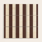Dark Brown Granite and White Wide Vertical Cabana Tent Stripe Wood Wall Art Gallery Image 1