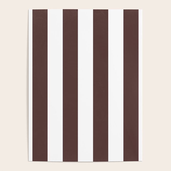 Dark Brown Granite and White Wide Vertical Cabana Tent Stripe Poster Gallery Image 4