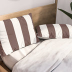 Dark Brown Granite and White Wide Vertical Cabana Tent Stripe Pillow Sham Gallery Image 2