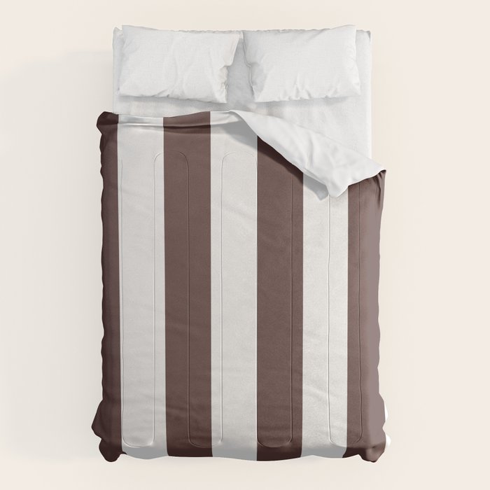Dark Brown Granite and White Wide Vertical Cabana Tent Stripe Comforter Gallery Image 6