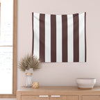 Dark Brown Granite and White Wide Vertical Cabana Tent Stripe Wall Tapestry Gallery Image 2