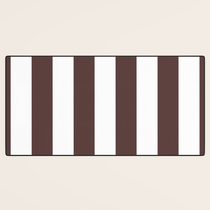 Dark Brown Granite and White Wide Vertical Cabana Tent Stripe Desk Mat Gallery Image 3