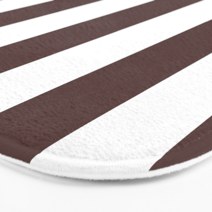 Dark Brown Granite and White Wide Vertical Cabana Tent Stripe Bath Mat Gallery Image 3