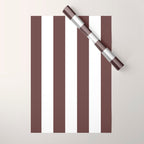 Dark Brown Granite and White Wide Vertical Cabana Tent Stripe Wrapping Paper Gallery Image 1