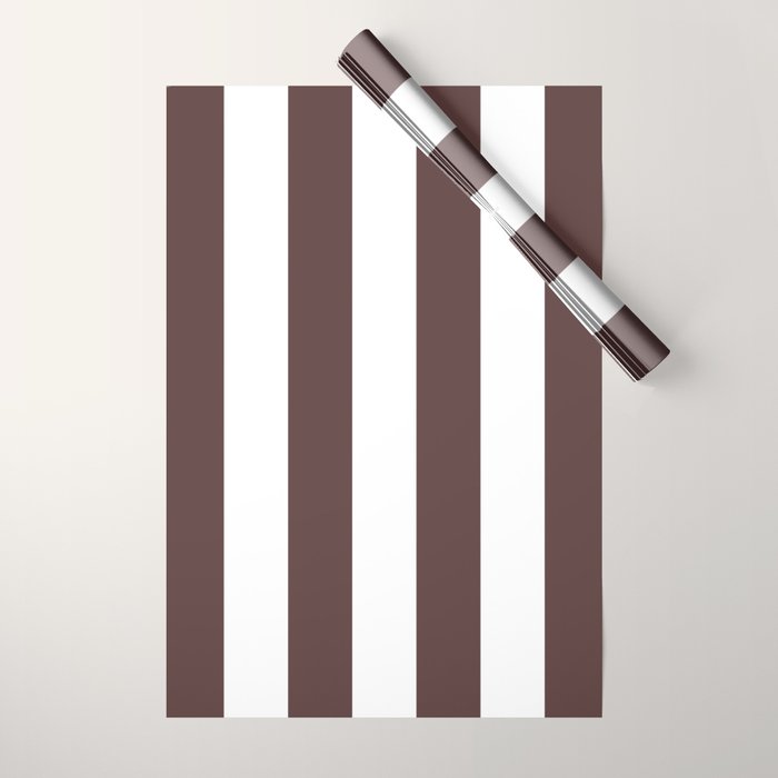 Dark Brown Granite and White Wide Vertical Cabana Tent Stripe Wrapping Paper Gallery Image 1