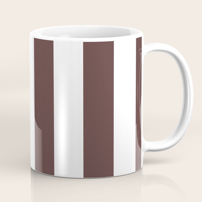 Dark Brown Granite and White Wide Vertical Cabana Tent Stripe Coffee Mug Gallery Image 1
