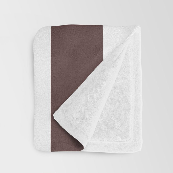 Dark Brown Granite and White Wide Vertical Cabana Tent Stripe Throw Blanket Gallery Image 3
