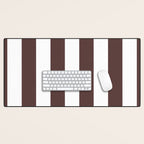 Dark Brown Granite and White Wide Vertical Cabana Tent Stripe Desk Mat Gallery Image 1
