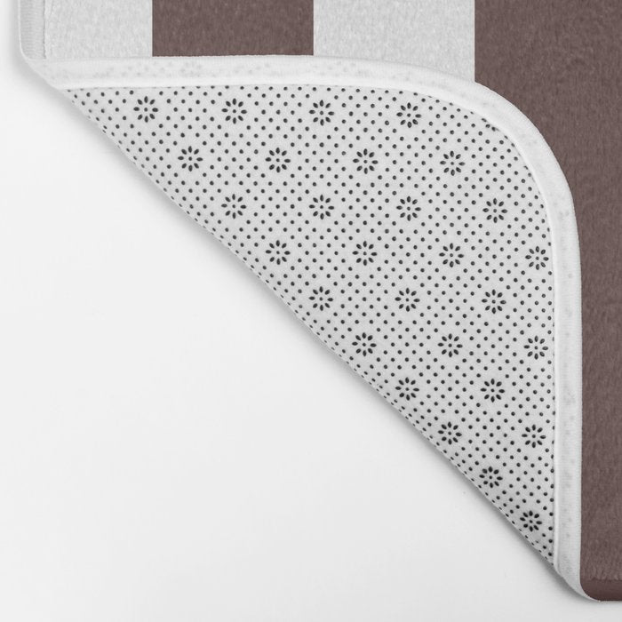 Dark Brown Granite and White Wide Vertical Cabana Tent Stripe Bath Mat Gallery Image 2
