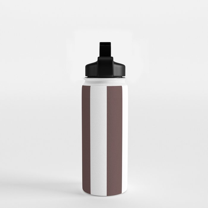 Dark Brown Granite and White Wide Vertical Cabana Tent Stripe Water Bottle Gallery Image 2