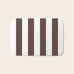 Dark Brown Granite and White Wide Vertical Cabana Tent Stripe Bath Mat Gallery Image 1