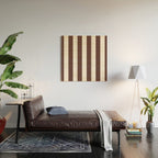Dark Brown Granite and White Wide Vertical Cabana Tent Stripe Wood Wall Art Gallery Image 2