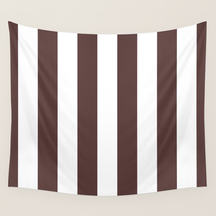 Dark Brown Granite and White Wide Vertical Cabana Tent Stripe Wall Tapestry Gallery Image 4