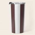 Dark Brown Granite and White Wide Vertical Cabana Tent Stripe Travel Mug Gallery Image 3