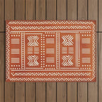 Geometric Tribal Pattern on Terracotta Outdoor Rug Gallery Image 1