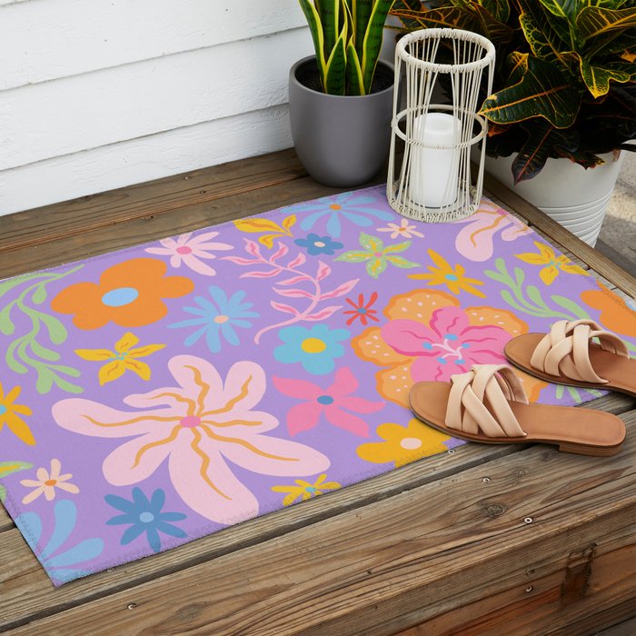 Candy Flowers Lilac Outdoor Rug Gallery Image 2
