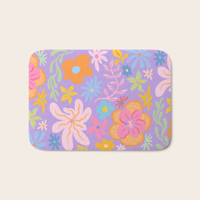 Candy Flowers Lilac Bath Mat Gallery Image 1