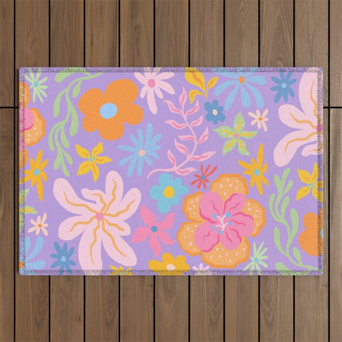 Candy Flowers Lilac Outdoor Rug Gallery Image 1
