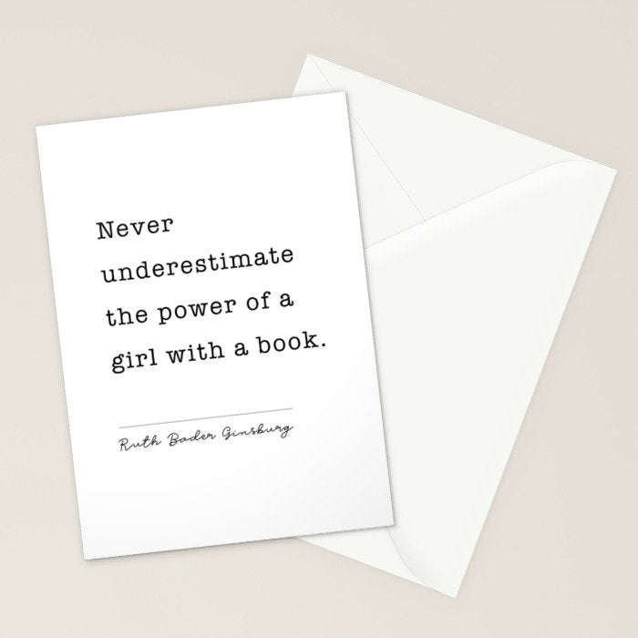 Ruth Bader Ginsburg Never Underestimate The Power Of A Girl With A Book. Stationery Card Gallery Image 2