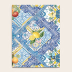 Sicilian Limones, italian mediterranean citrus fruit maiolica blue tiles Notebook Gallery Image 4