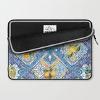 Sicilian Limones, italian mediterranean citrus fruit maiolica blue tiles Laptop Sleeve Gallery Image 2