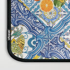 Sicilian Limones, italian mediterranean citrus fruit maiolica blue tiles Laptop Sleeve Gallery Image 3