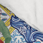 Sicilian Limones, italian mediterranean citrus fruit maiolica blue tiles Comforter Gallery Image 4
