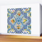 Sicilian Limones, italian mediterranean citrus fruit maiolica blue tiles Wall Mural Gallery Image 2