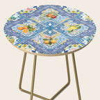 Sicilian Limones, italian mediterranean citrus fruit maiolica blue tiles Side Table Gallery Image 2