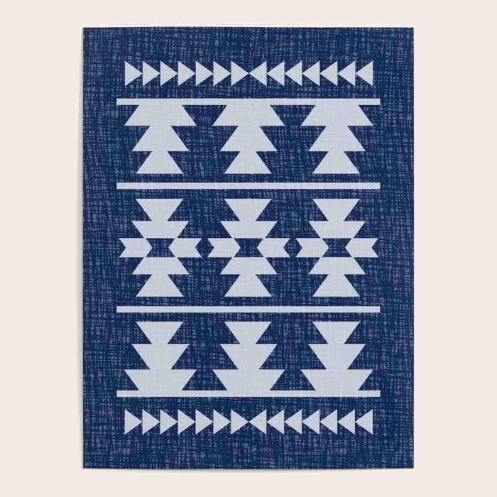 Southwestern Pattern 128 Indigo Blue Poster Gallery Image 1