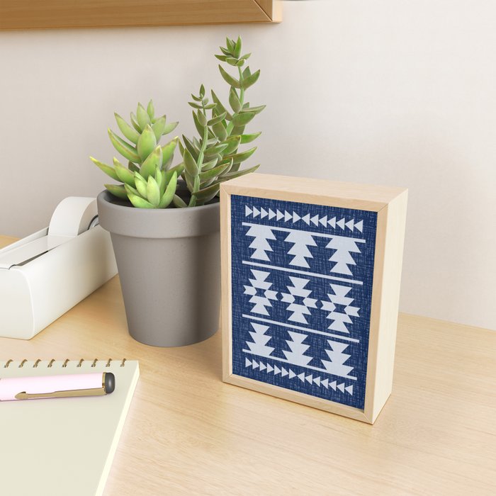 Southwestern Pattern 128 Indigo Blue Mini Art Print Gallery Image 2