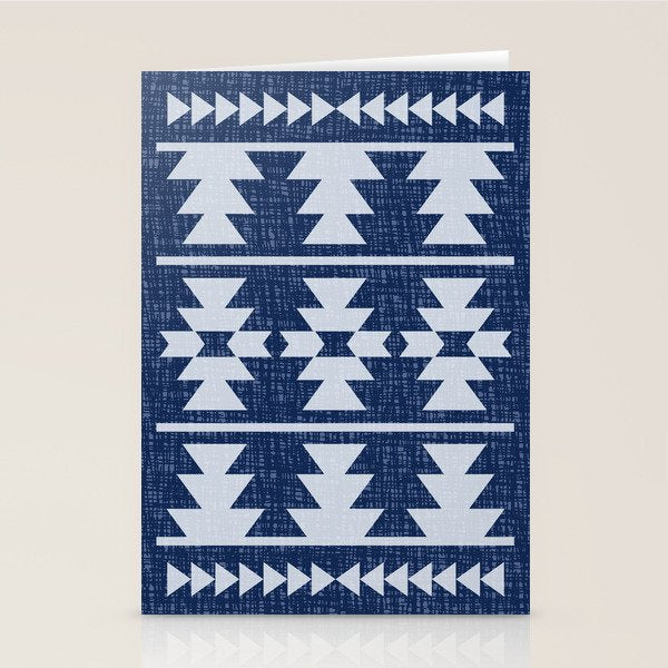 Southwestern Pattern 128 Indigo Blue Stationery Card Gallery Image 2