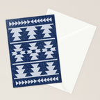 Southwestern Pattern 128 Indigo Blue Stationery Card Gallery Image 2