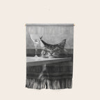 The Nightwatch Cat at the Absinthe bar black and white photograph / art photography Wall Hanging Gallery Image 1
