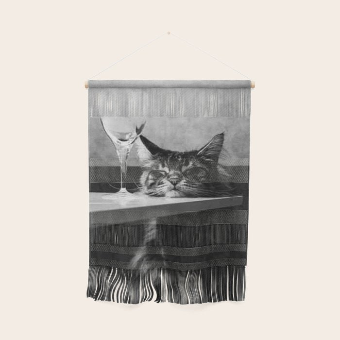 The Nightwatch Cat at the Absinthe bar black and white photograph / art photography Wall Hanging Gallery Image 1