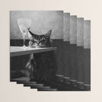 The Nightwatch Cat at the Absinthe bar black and white photograph / art photography Wrapping Paper Gallery Image 3