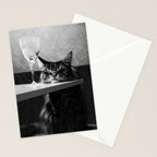 The Nightwatch Cat at the Absinthe bar black and white photograph / art photography Stationery Card Gallery Image 2