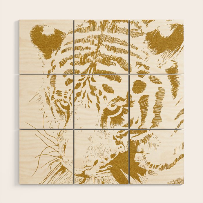 Golden tiger Wood Wall Art Gallery Image 1