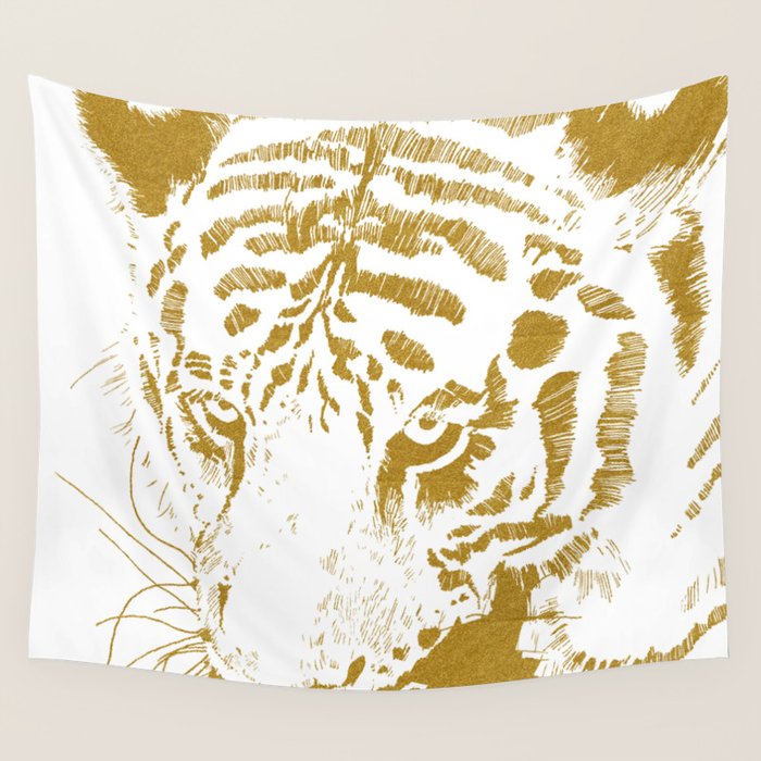 Golden tiger Wall Tapestry Gallery Image 4