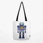 Blue Robot Retro Toy Tote Bag Gallery Image 2