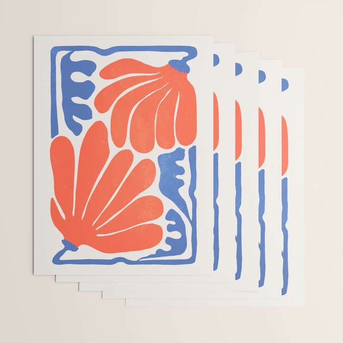 Coral Flowers & Ferns Wrapping Paper Gallery Image 3