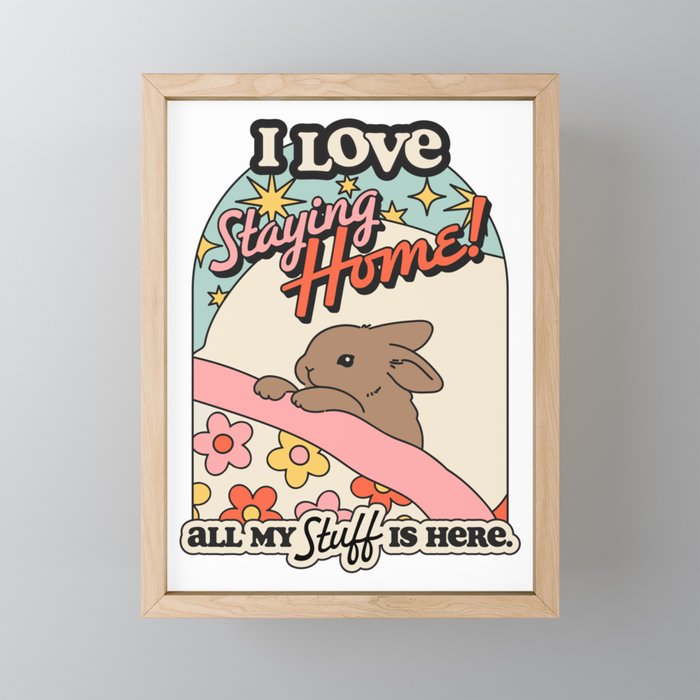 BUNNY STAYS HOME Mini Art Print