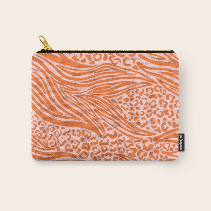 Pink and Orange Tiger and Cheetah Prints Carry All Pouch Gallery Image 1