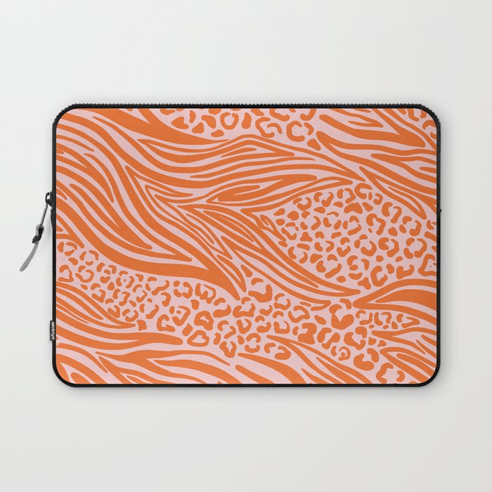 Pink and Orange Tiger and Cheetah Prints Laptop Sleeve Gallery Image 1