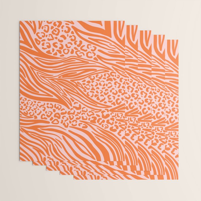 Pink and Orange Tiger and Cheetah Prints Wrapping Paper Gallery Image 3