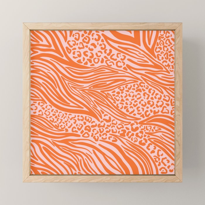 Pink and Orange Tiger and Cheetah Prints Mini Art Print Gallery Image 1