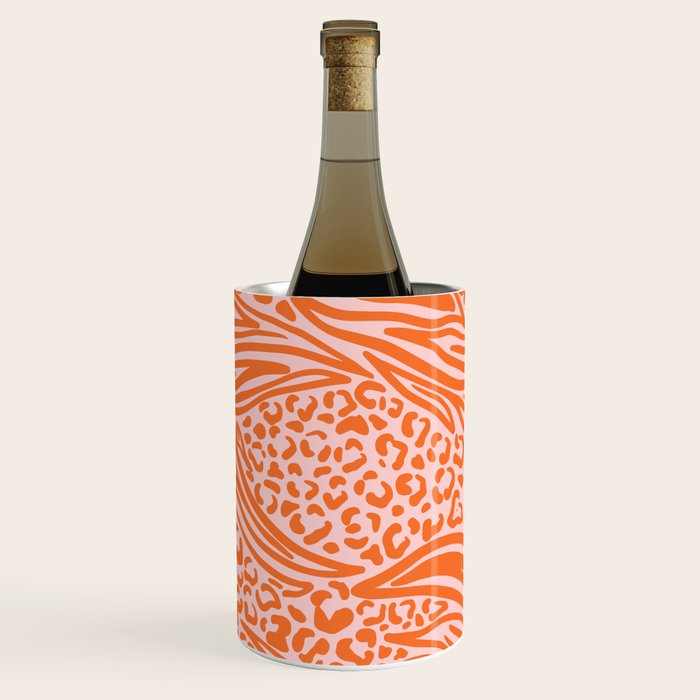 Pink and Orange Tiger and Cheetah Prints Wine Chiller Gallery Image 3