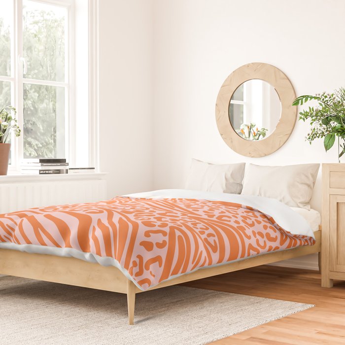 Pink and Orange Tiger and Cheetah Prints Duvet Cover Gallery Image 2
